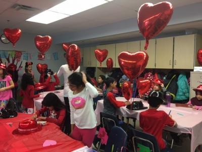 Students at Valentine's party