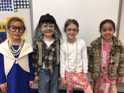 students dressed up like 100 year olds