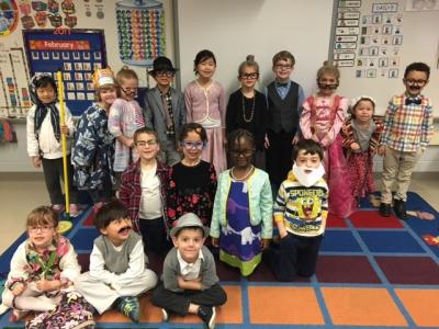students dressed up like 100 year olds