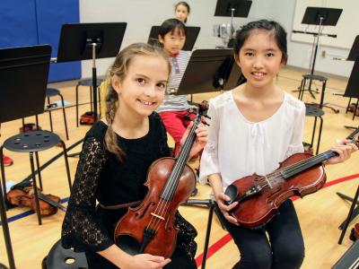 photo of students playing a winter concert