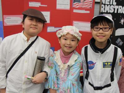 Photo of students dressed as famous people.